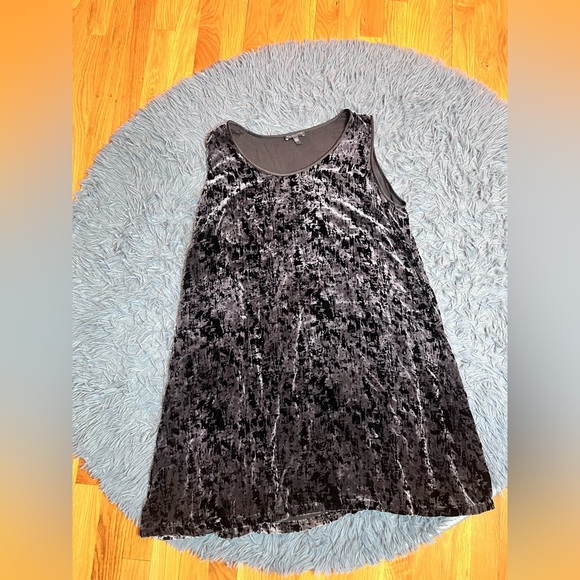 Eileen Fisher Black Iridescent Printed Velvet Silk Dress Size 1X - Picture 2 of 6